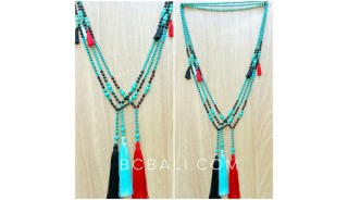 turquoise stone larva tassel necklace new design wholesale free shipping